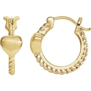 Heart Rope Hoop Earrings (14 mm)