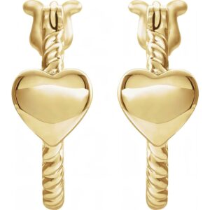 Heart Rope Hoop Earrings (14 mm) - Image 2