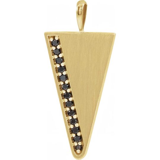 14k Gold Natural Black Diamond Triangle Pendant