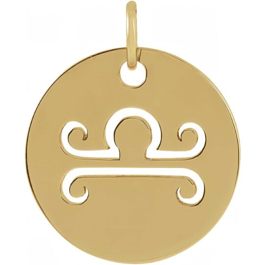 Zodiac Disc Pendant in 14k Gold