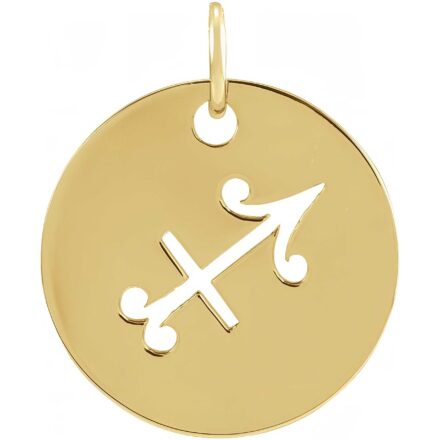 14k Gold Sagittarius Zodiac Disc Pendant