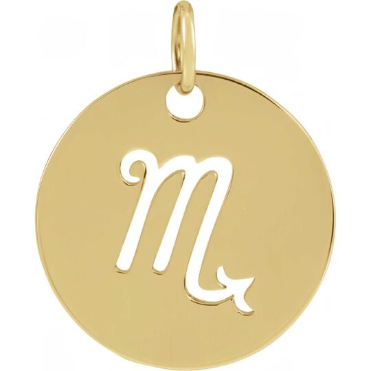 14k Gold Scorpio Zodiac Disc Pendant