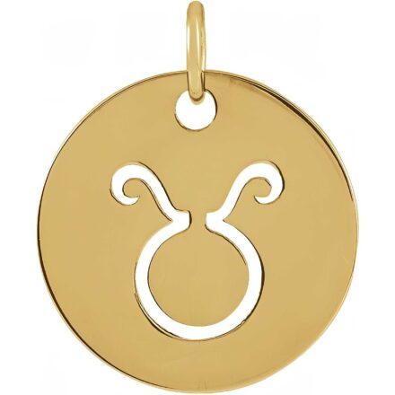 14k Gold Taurus Zodiac Disc Pendant