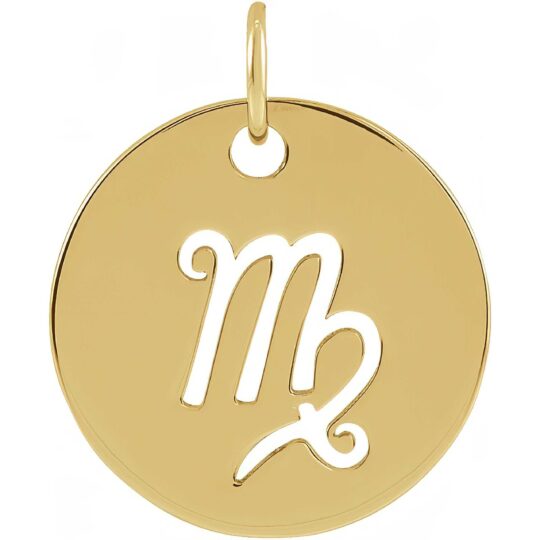 14k Gold Virgo Zodiac Disc Pendant