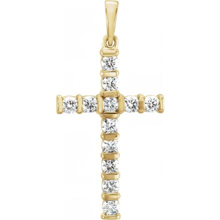 14k Gold Natural Diamond Cross Pendant