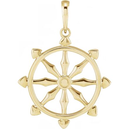 14k Gold Dharmachakra Wheel Pendant