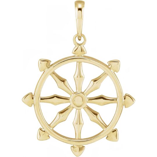 14k Gold Dharmachakra Wheel Pendant