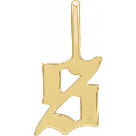 14k Gold Gothic Initial S Charm Pendant