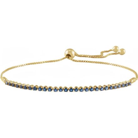 14k Gold Adjustable Bolo Bracelet with Natural Blue Sapphire