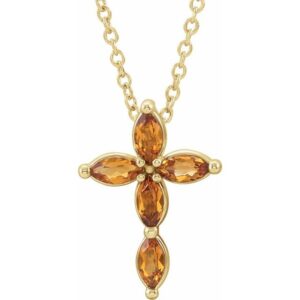 Natural Citrine Cross Necklace