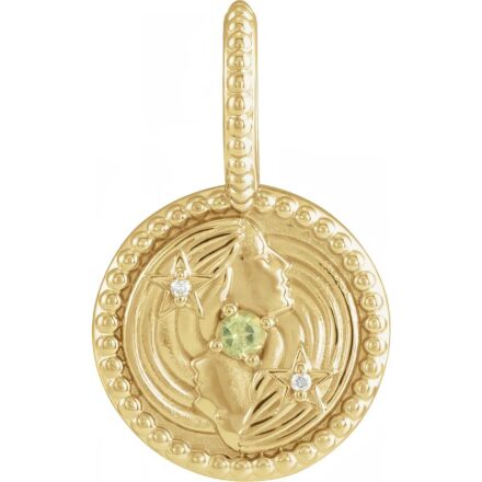 Natural Peridot & Diamond Gemini Charm Pendant