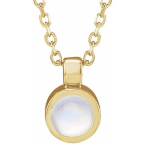 Natural Rainbow Moonstone Bezel Set Necklace
