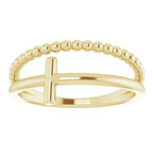 Negative Space & Beaded Cross Ring - Image 3