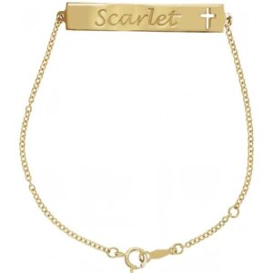 Pierced Cross Engravable Bar Bracelet