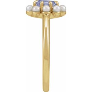 Tanzanite & White Seed Pearl Ring - Image 3
