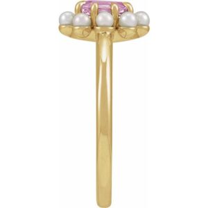 Pink Tourmaline & White Seed Pearl Ring - Image 3