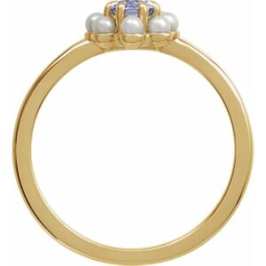 Tanzanite & White Seed Pearl Ring - Image 2