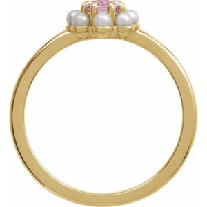 Pink Tourmaline & White Seed Pearl Ring - Image 2