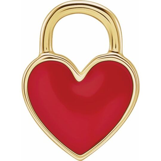 14k Gold Red Enameled Heart Charm/Pendant