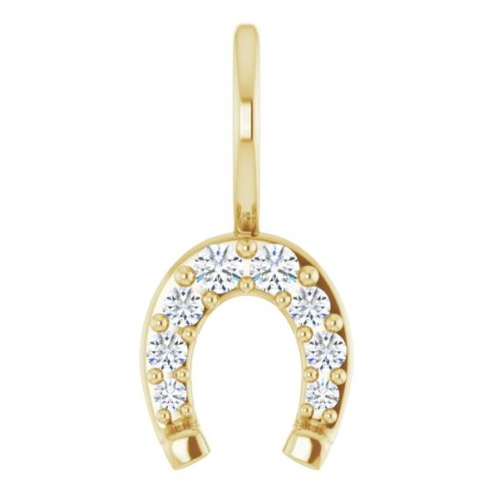 Natural Diamond Horseshoe Pendant in 14k Gold